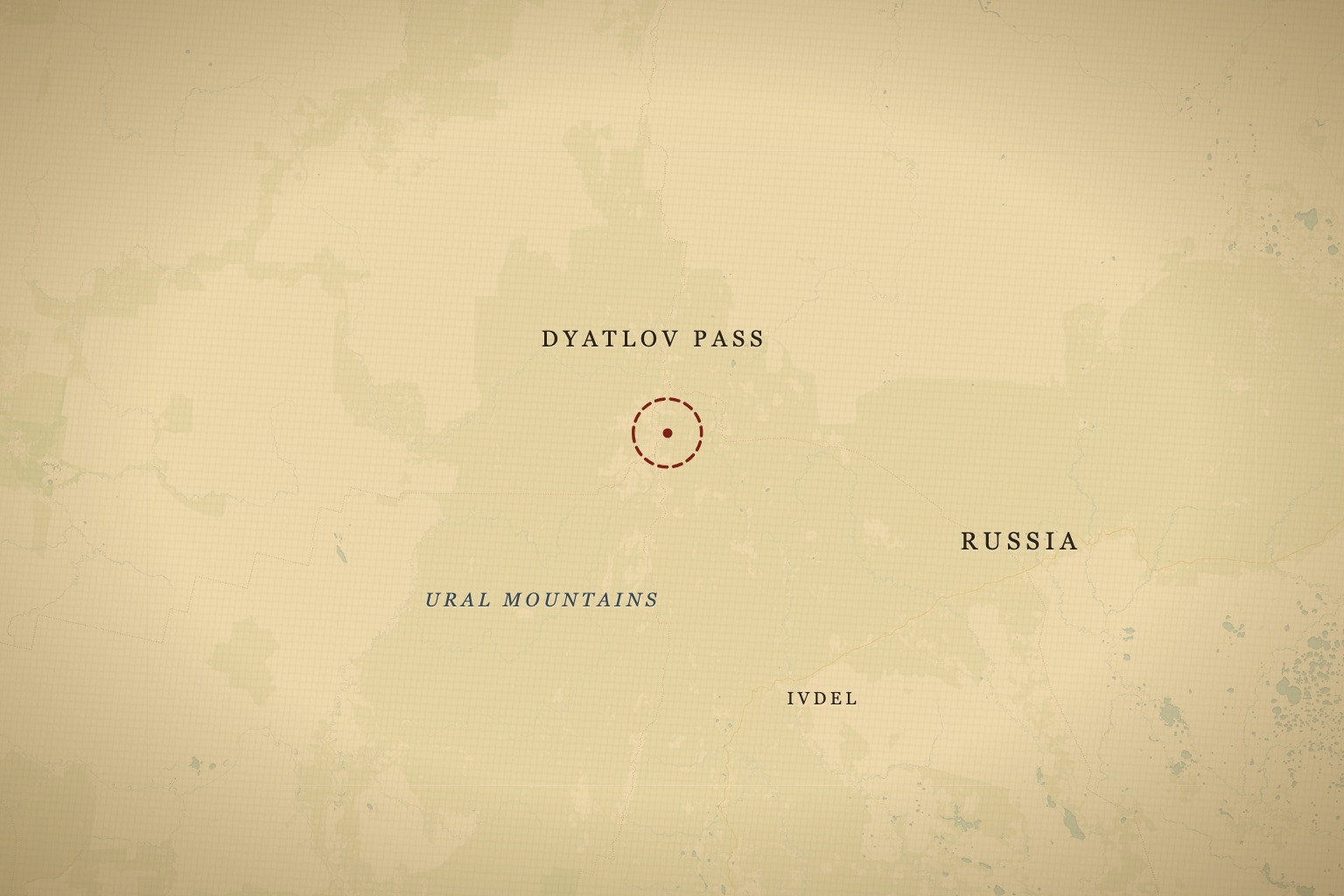 The pass on the eastern shoulder of Kholat Syakhl in the northern Urals, northwest of Ivdel, where the tent was found. Map data © OpenStreetMap contributors, tiles © CARTO.